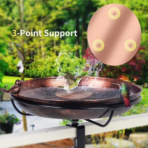 Miniatura 3 de Disco de cobre para baño, 99.99% de cobre puro para pájaros, soporte de triple punto, limpiador de agua para todas las estaciones para baños