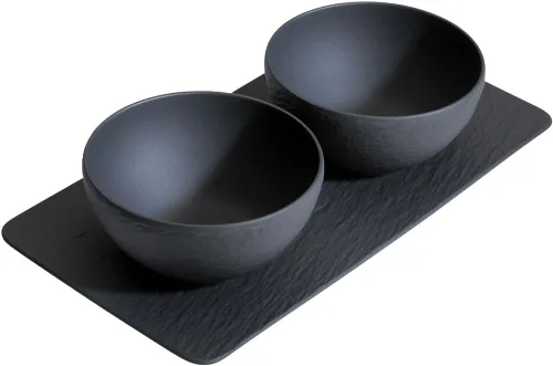 Villeroy & Boch Manufacture Rock - Juego de condimentos de 3 piezas, porcelana premium, fabricado en Alemania