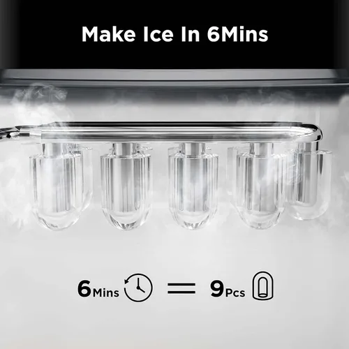 Miniatura 3 de Silonn Máquina de hielo para encimera: máquina de hielo autolimpiante eficiente con capacidad de 2 litros, 26 libras en 24 horas, 2 tamaños de hielo