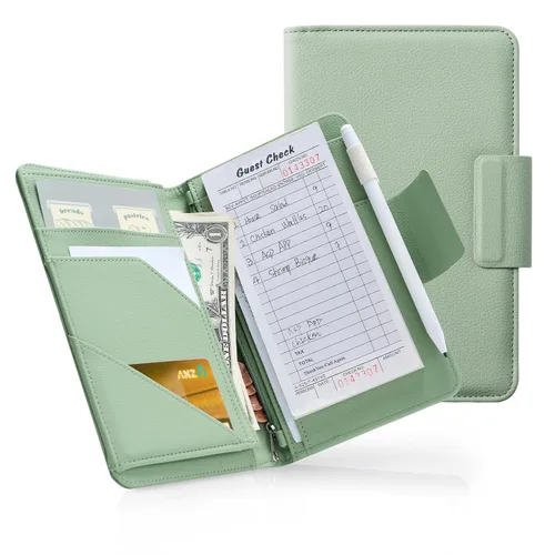 Miniatura 26 de CoBak - Libreta para meseros, organizador compacto con bolsillos transparentes y para dinero, portabolígrafo, se ajusta perfectamente al delantal