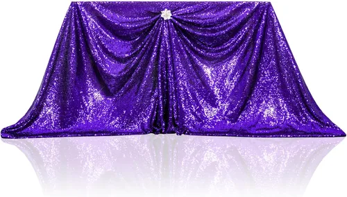 Miniatura 113 de PartyDelight Mantel de lentejuelas redondo de 50 pulgadas, color dorado claro, adorno de mesa para decoración de bodas, fiestas, cumpleaños
