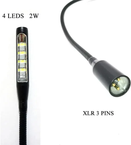 Miniatura 3 de Lámpara de estudio con luz LED XLR de 24 pulgadas, cuello de cisne de 3 pines para DJ Mixer, luz de 2 vatios (puerto XLR de 3 pines)