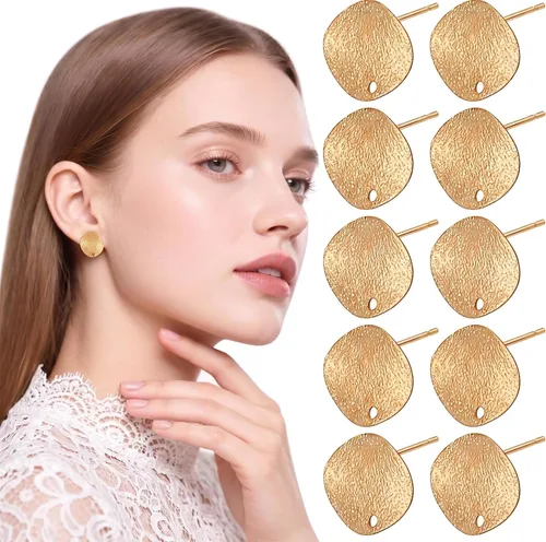 Milisten Postes de pendientes para la fabricación de joyas, 20 piezas de pendientes, 0.5 in de acero inoxidable redondo plano almohadilla en blanco,