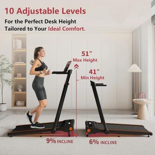 Miniatura 2 de Treadmill with Incline, 3 in 1 Under Desk Treadmill Walking Pad with Removable Desk Workstation 3.5HP Foldable Compact Walking Treadmills for Home