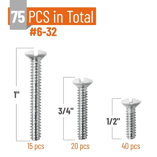 Miniatura 2 de Bates- Tornillos de placa de pared, paquete de 75 tornillos de salida, tornillos de placa de pared, tornillos de tapa de salida, tornillos largos