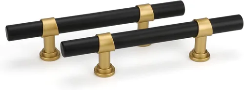 Miniatura 19 de Goldenwarm Paquete de 25 Tiradores Negros para Gabinetes de 3 Pulgadas Manijas para Gabinetes de Cocina Negras Manijas de Cajón Negras Tiradores