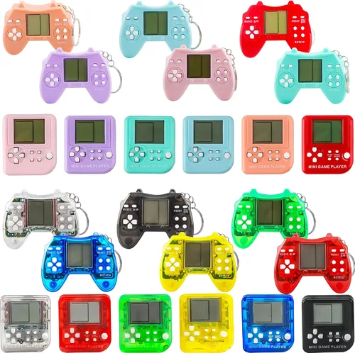 Paquete de 24 llaveros de videojuegos, recuerdos de fiesta de videojuegos, mini multicolores, llavero a granel para niños, suministros de fiesta de