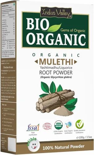 INDUS VALLEY Polvo de raíz de regaliz 100% orgánico, polvo de mulethi puro natural | Yashimadhu | Regaliz | Glycyrrhiza Glabra | Cuidado del cabello