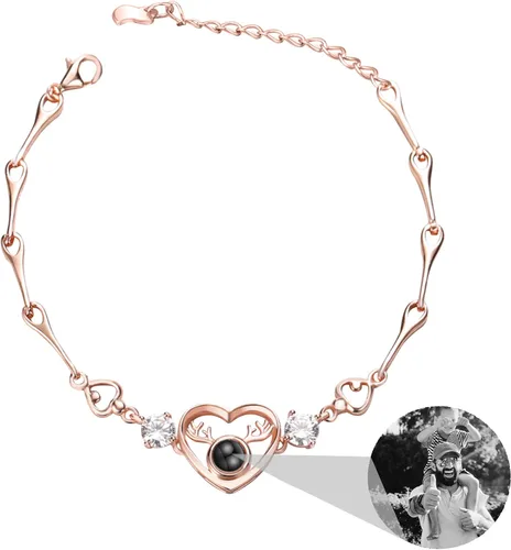 Miniatura 32 de Godchoices Pulsera de fotos personalizada, pulsera de proyección de fotos con imagen en el interior, collar con texto en inglés "I Love You