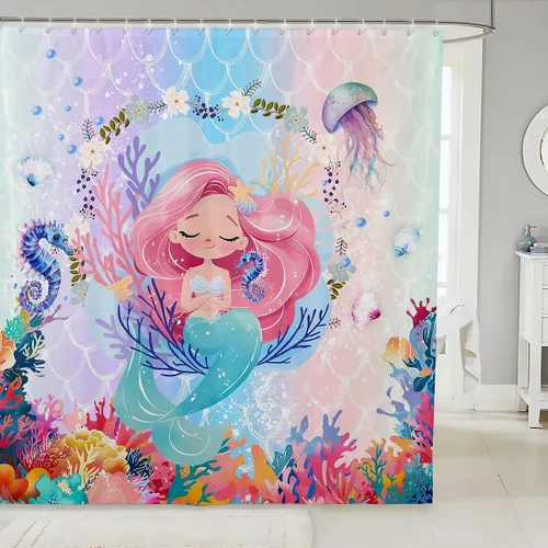 Miniatura 41 de Manfei Cortina de Ducha de Aguacate Lindo Estampado de Aguacate de Dibujos Animados Cortina de Baño para Niños y Niñas Tema de Frutas Cortina