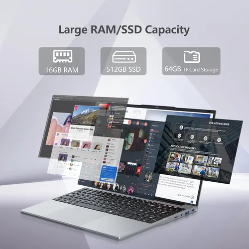 Miniatura 3 de Portátil para juegos, Twin Lake N150 (hasta 3.6 GHz), tapa superior de 15.6 pulgadas con 16 GB DDR4 512 GB SSD, huella digital KB retroiluminada