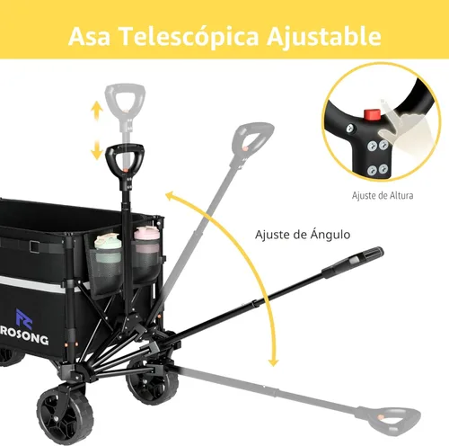 Miniatura 5 de ROSONG Carro Plegable con Ruedas Plegable - Carros Utilitarios Resistentes Plegables para Comestibles, Deportes, Jardín, Compras, Camping