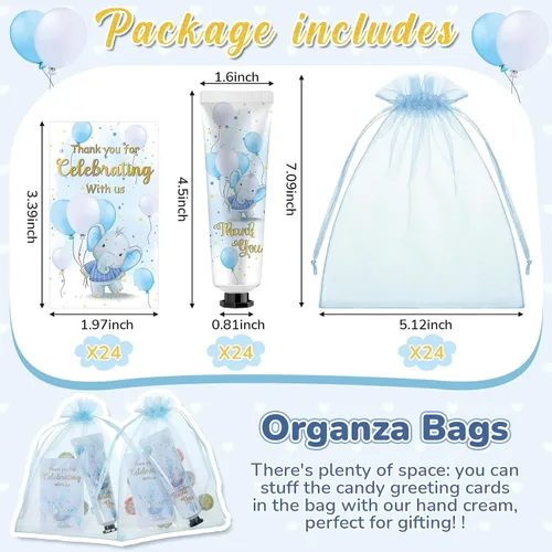 Miniatura 2 de 24 juegos de crema de manos para baby shower, elefante azul, regalos de despedida de soltera, agradecimiento, crema de manos para invitados, loción
