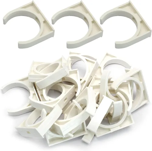 Miniatura 2 de Hordion 100 abrazaderas de PVC en forma de U para tuberías de agua de 1/2 pulgada (0.630 in), bandejas de TV, tubo, colgador de manguera, soporte