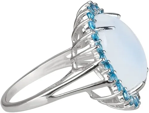 Miniatura 3 de YoTreasure Moonstone London Blue Topaz 925 - Anillo grueso de plata esterlina