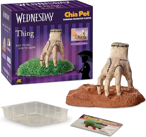 Miniatura 4 de Chia Pet Elvira con paquete de semillas, maceta decorativa de cerámica, fácil de hacer y divertida de cultivar, regalo novedoso, perfecto