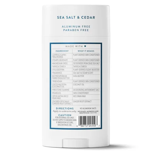 Miniatura 8 de Native Desodorante sin aluminio, sal marina y cedro, barra de gran tamaño, control de olores de 72 horas, para mujeres y hombres, contiene