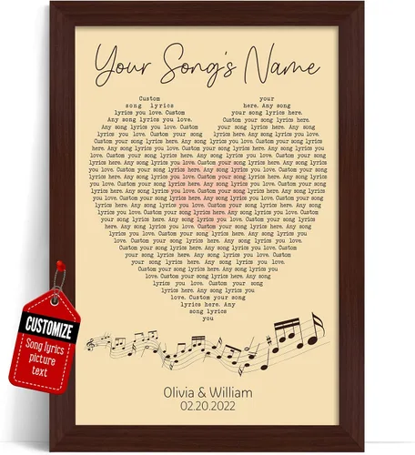 Miniatura 37 de VICILO Póster Enmarcado con Letras de Canción Personalizadas, Regalo para Padres, Acordes de Canción Perfectos, Pareja, 50° Aniversario de Boda