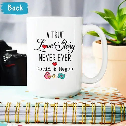 Miniatura 5 de A True Love Story Never Ever Taza, regalos de boda, regalos de pareja con foto personalizada para él y ella, taza de café con imagen de pareja, taza