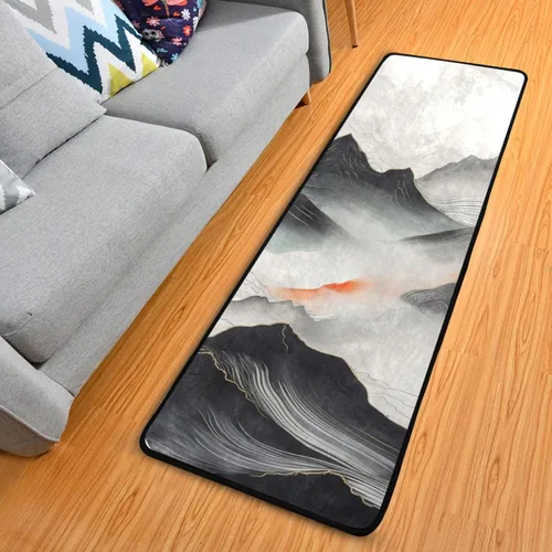 Miniatura 15 de MNSRUU Alfombra larga para pasillo colorido conchas en azul interior exterior alfombra antideslizante entrada alfombra para pasillo cocina piso 72 x