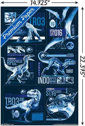 Miniatura 31 de Trends International Jurassic World: Fallen Kingdom - Póster de pared con cuadrícula, 14.725 x 22.375 pulgadas, versión enmarcada de madera