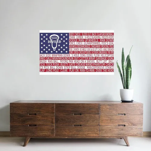 Miniatura 3 de CafePress – Adhesivo decorativo para pared de bandera de Lacrosse Defense – 35 x 21 pared vinilo calcomanía decorativo para pared, cáscara