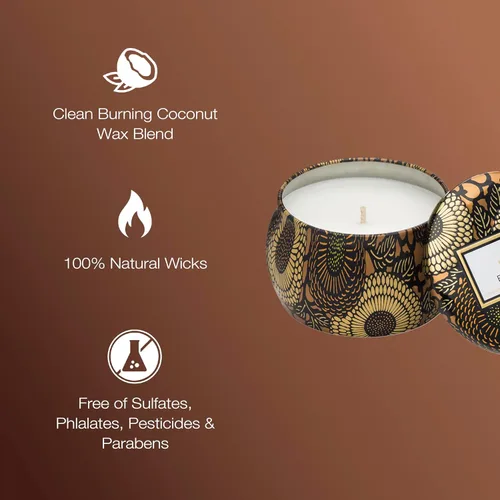 Miniatura 4 de Voluspa Vela de ámbar báltico Mini lata 4 onzas Tiempo de combustión de 25 horas Cera de coco para una combustión más limpia