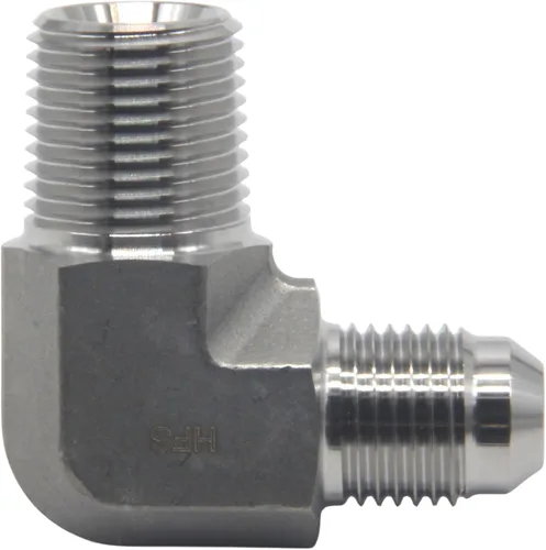 Miniatura 7 de HFS (R) 3/8" macho NPT a 3/8" macho JIC codo 90° Flare tubería de acero inoxidable 304 (3/8" MNPT x 3/8" MJIC)