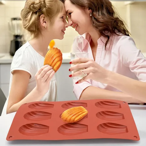 Miniatura 4 de 2 moldes de silicona para madeleine, bandeja para hornear Madeline de 9 cavidades, molde para galletas en forma de concha
