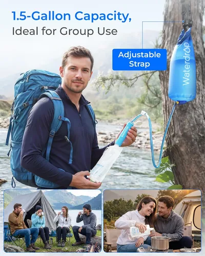 Miniatura 8 de Waterdrop Filtro de agua de gravedad, portátil, purificador de agua para supervivencia, campamento, senderismo, mochila y preparación de emergencia