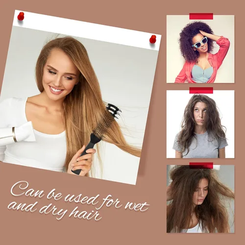 Miniatura 5 de Patelai 3 piezas de cepillo de ventilación para hombres y mujeres, cepillo de pelo de plástico negro, cerdas antiestáticas para cabello húmedo