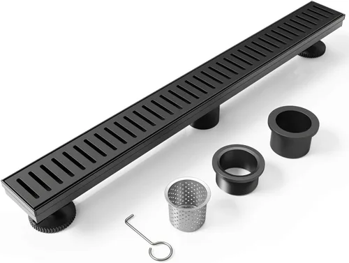 Miniatura 10 de WEBANG - Drenaje lineal de 12 pulgadas para ducha rectangular con accesorios, cubierta de patrón cápsula, rejilla extraíble, acero inoxidable SUS304