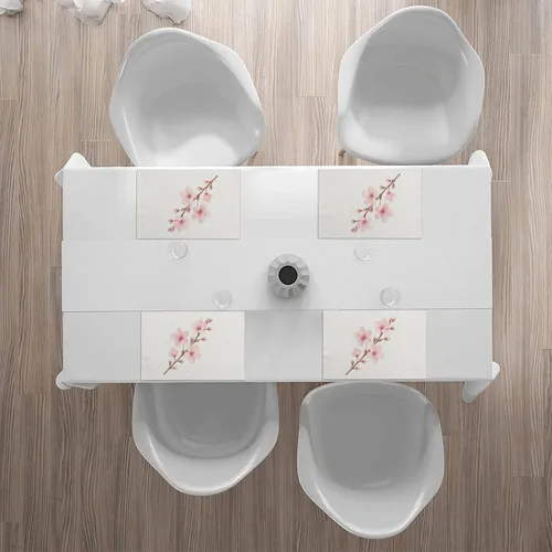 Miniatura 7 de Rectangular Placemats Set of 4, Heat Resistant Cherry Blossom Branches Printed Kitchen Dining Table Mats