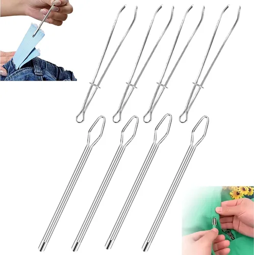 Miniatura 7 de Clip para enhebrar cuerda de bricolaje, enhebradores de cordón para coser, ganchos de metal fácil de tirar con pinzas herramienta de costura