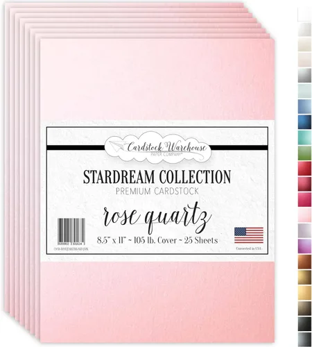 Cardstock Warehouse Stardream Rosa Cuarzo Rosa - 8.5 x 11 pulgadas - 105 libras / 10.02 oz/m² de papel de cartulina perlado premium - 25 hojas