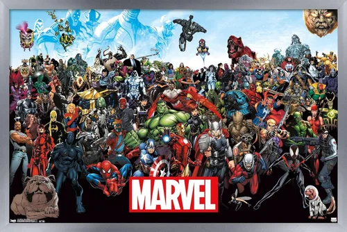 Miniatura 18 de Marvel Comics The Marvel Lineup - Póster de pared, 34 pulgadas de largo x 22.4 pulgadas de ancho, versión enmarcada de madera de granero Versión