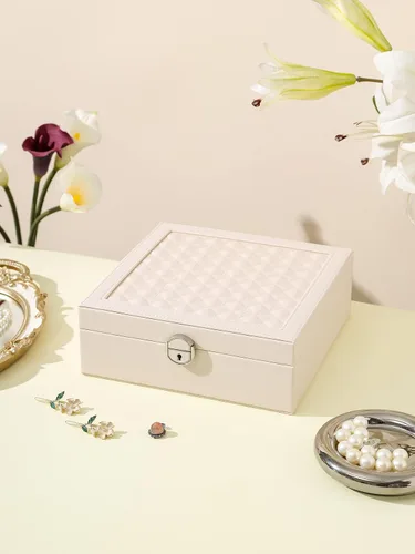 Miniatura 2 de AOSIFIEL Joyero con cerradura para organizador de joyas de viaje con espejo para mujeres, adolescentes y niños, estuche de joyería para estudiantes