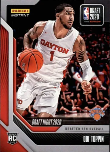 2020-21 Panini Instant Draft Night Basketball #DN22 Obi Toppin RC Rookie New York Knicks Print Run 1019 His First NBA Logo Trading Card ONLINE