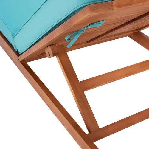 Miniatura 5 de SAFAVIEH Exterior - Solano Chaise Lounge Chair - Marrón y Aqua - Madera maciza con cojín - Diseño de respaldo ajustable - Ideal para patio, terraza