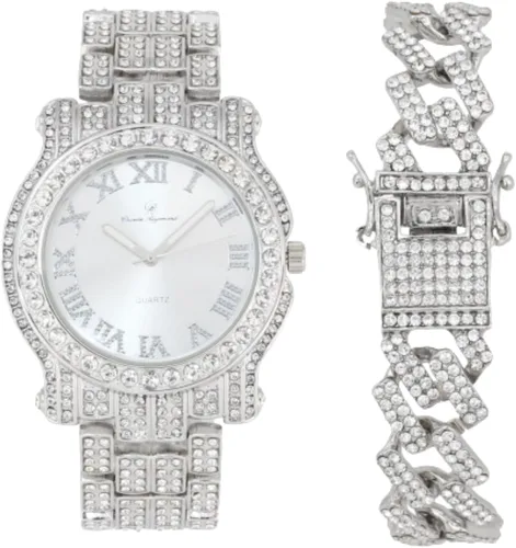 Miniatura 34 de Charles Raymond Bling-ed Out Ultimate Hip Hop Royalty Reloj para hombre con número romano de fácil lectura o indicadores de tiempo de diamantes