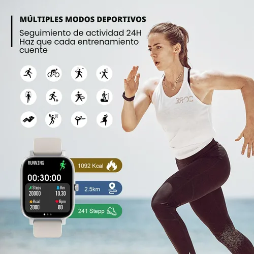 Miniatura 4 de Reloj inteligente para hombres y mujeres, compatible con iPhone, Samsung, teléfono Android, pantalla táctil completa de 1.69 pulgadas, IP68, Luz
