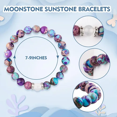Miniatura 41 de 2 pulseras magnéticas para parejas, piedra natural negra mate, cristal para votos de amor eterno, juego de pulseras de cuentas de piedra de energía