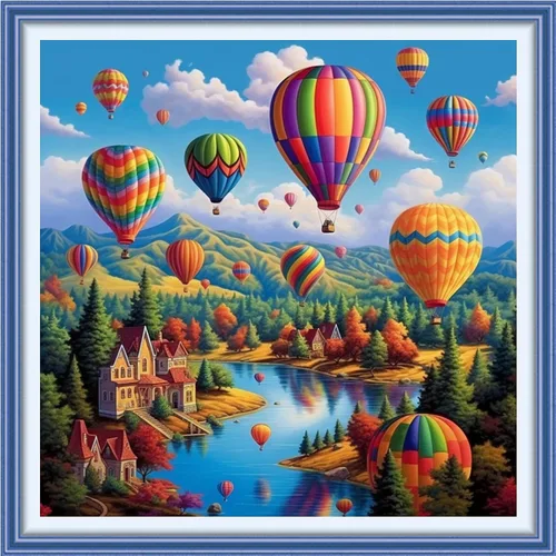 Miniatura 42 de Joyhoor Kits de punto de cruz para principiantes, suministros de punto de cruz estampados, kits de bordado de costura preimpresión para adultos