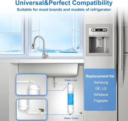 Miniatura 6 de Filtro de agua en línea para refrigerador y máquina de hielo (1 paquete), filtro de repuesto de carbón post de conexión push de 1/4" para sistema