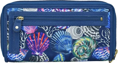 Miniatura 2 de Anuschka RFID Blocking Wristlet Travel Wallet - Wanderlust Collection - Nylon Fabric with Genuine Leather Trim and Artwork Print