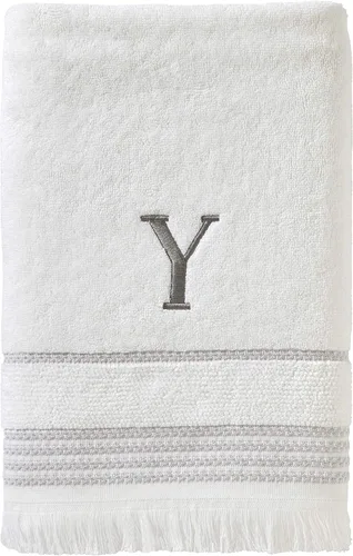 Miniatura 31 de SKL Home Toalla de baño casual con monograma, S, 28 x 54 pulgadas, color blanco