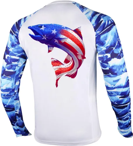 Palmyth - Camiseta de pesca para hombre, con manga larga, protección solar ultravioleta FPU 50+, con bolsillo