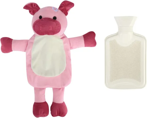 Miniatura 10 de Mini calentador de botellas de agua caliente con linda funda de animal de peluche de vaca, cintura, cuello, hombro, bolsa de agua fría y caliente