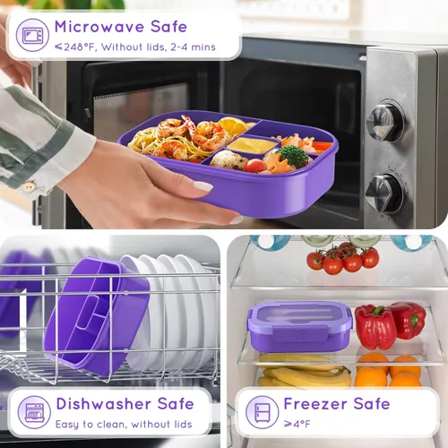 Miniatura 6 de Lonchera Bento para niños y adultos, estilo bento, 44.0 fl oz, tamaño de porción ideal a prueba de fugas, para adolescentes y niños, sin BPA
