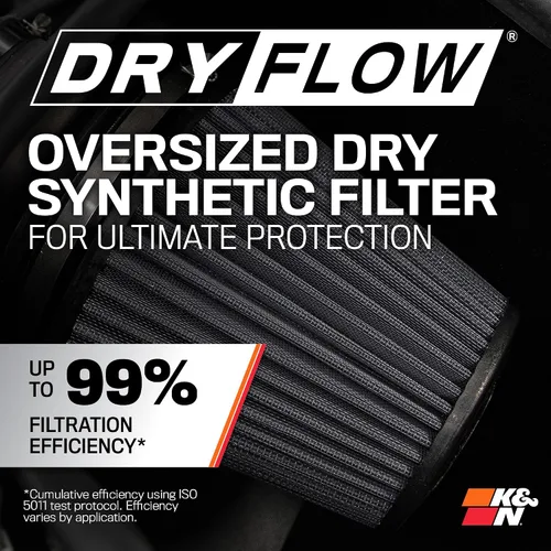 Miniatura 4 de K&N Sistema de admisión de aire frío: filtro de aire de flujo seco, aumento del rendimiento y remolque: compatible con RAM 1500, 30-1578 2019-2024